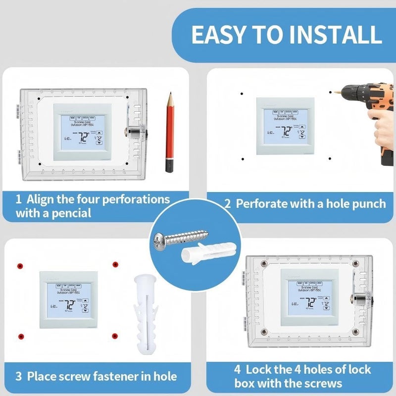 WIILDIS Thermostat Lock Box with Key, Large Thermostat Cover with Lock for Thermostat on Wall, AC Lock Box Cover with Key Fits Thermostats 5" H x 7" W or Smaller - Image 5